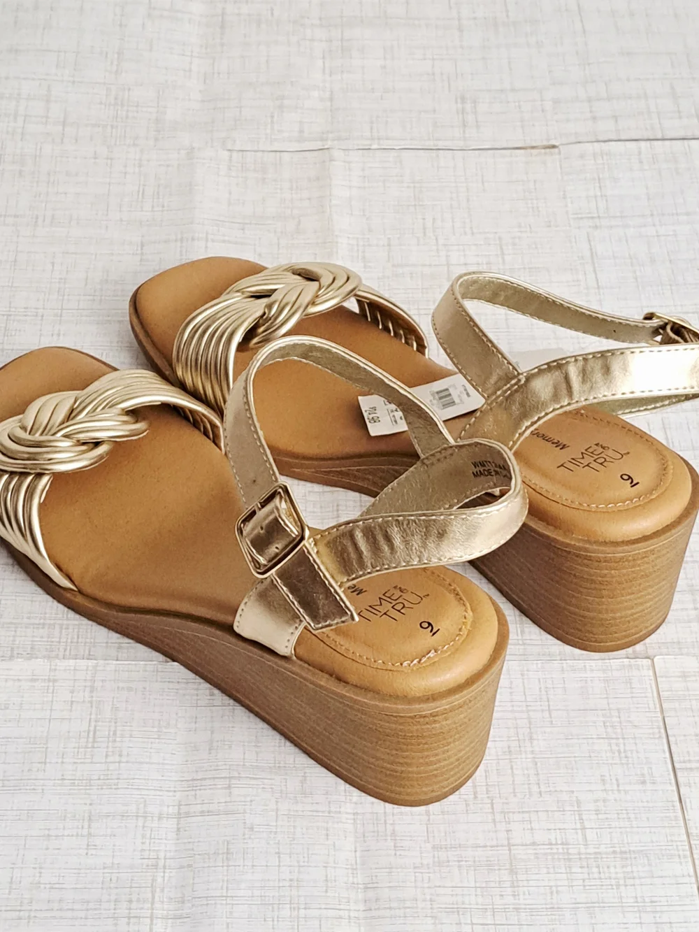 Time and Tru Gold Wedge Sandals